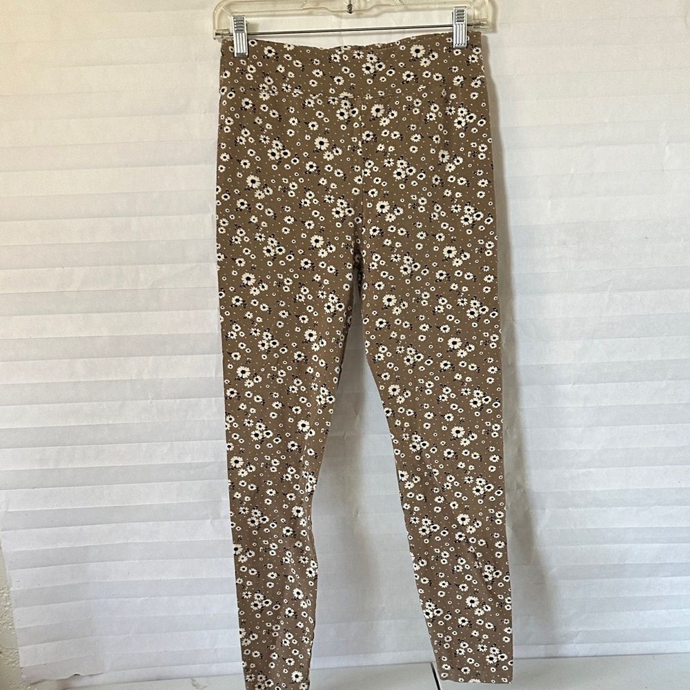 Art Class Girls Brown & White Floral Leggings – Size XL